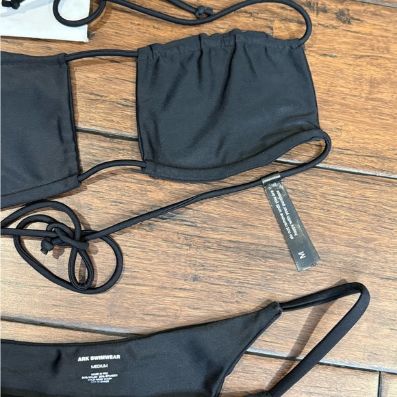 ARK Swimwear Black Bandeau Bikini Set top/bottom size Medium - Picture 3 of 9